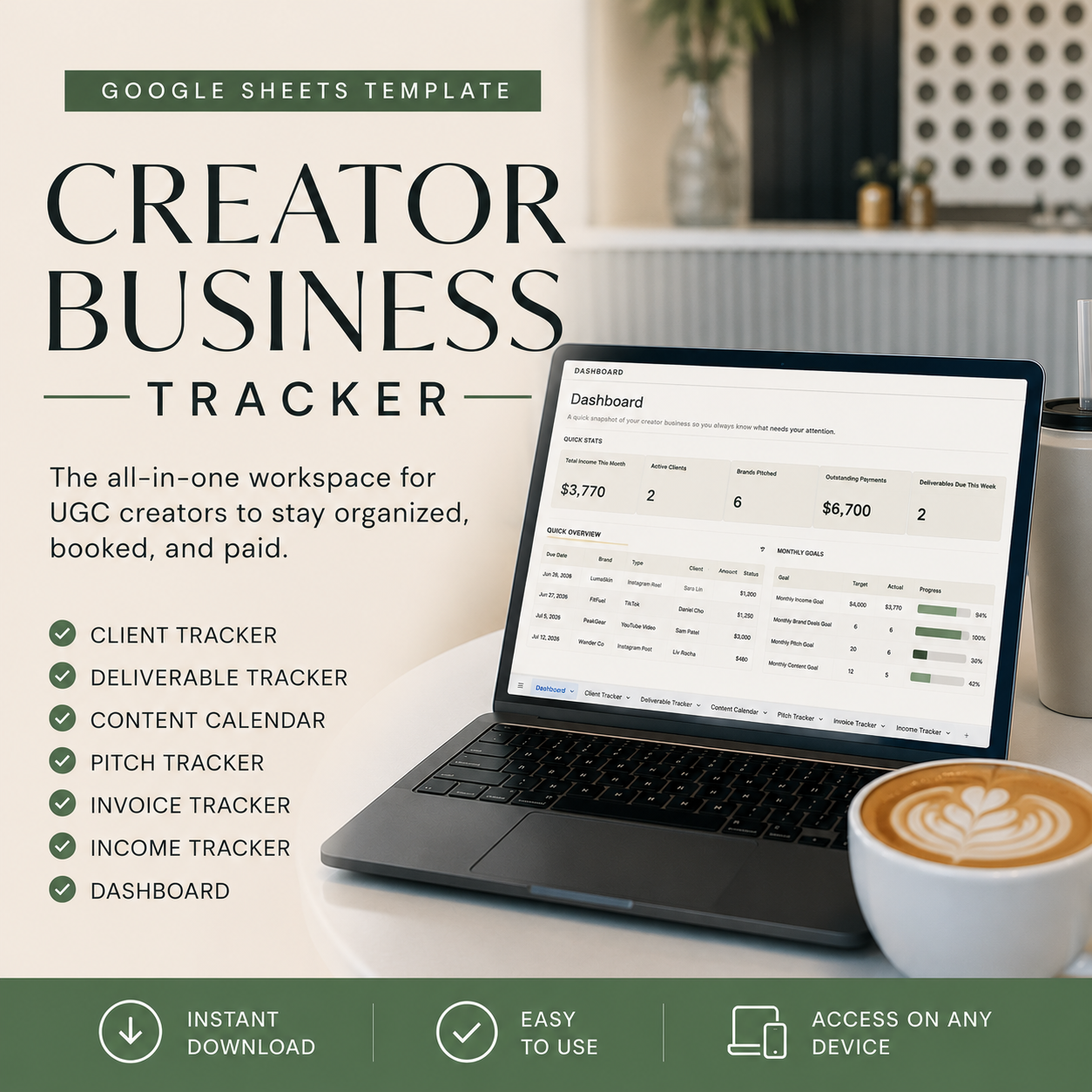 Creator Business Tracker | Google Sheets Template for UGC Creators